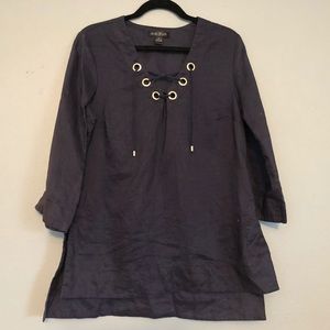 August Silk navy blue swim coverup.